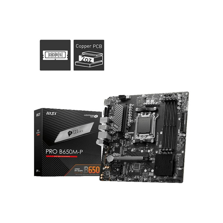 MSI PRO B650M-P AM5 Ryzen 7000 DDR5 SATA 6G 2x M.2 2.5G LAN 7.1