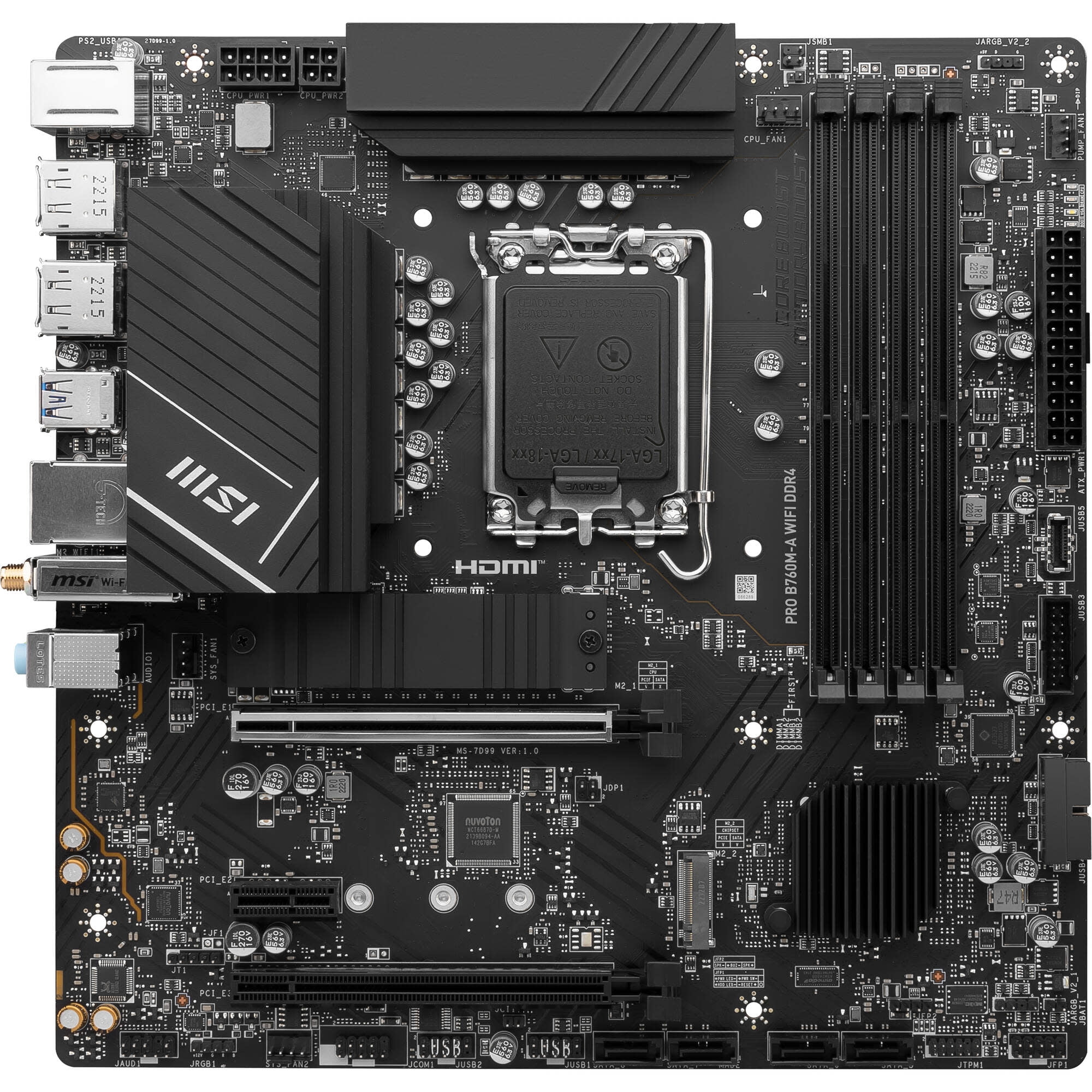 MSI PRO B760M-A WIFI DDR4, LGA 1700, Intel 12th&13th Gen, SATA 6Gb