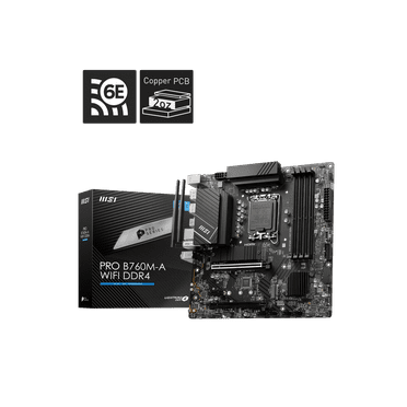 MSI PRO B760M-A WIFI DDR4 LGA 1700 (Intel 12th&13th Gen)  SATA 6Gb/s Micro ATX Motherboard,WiFi 6,Intel,2.5Gb LAN
