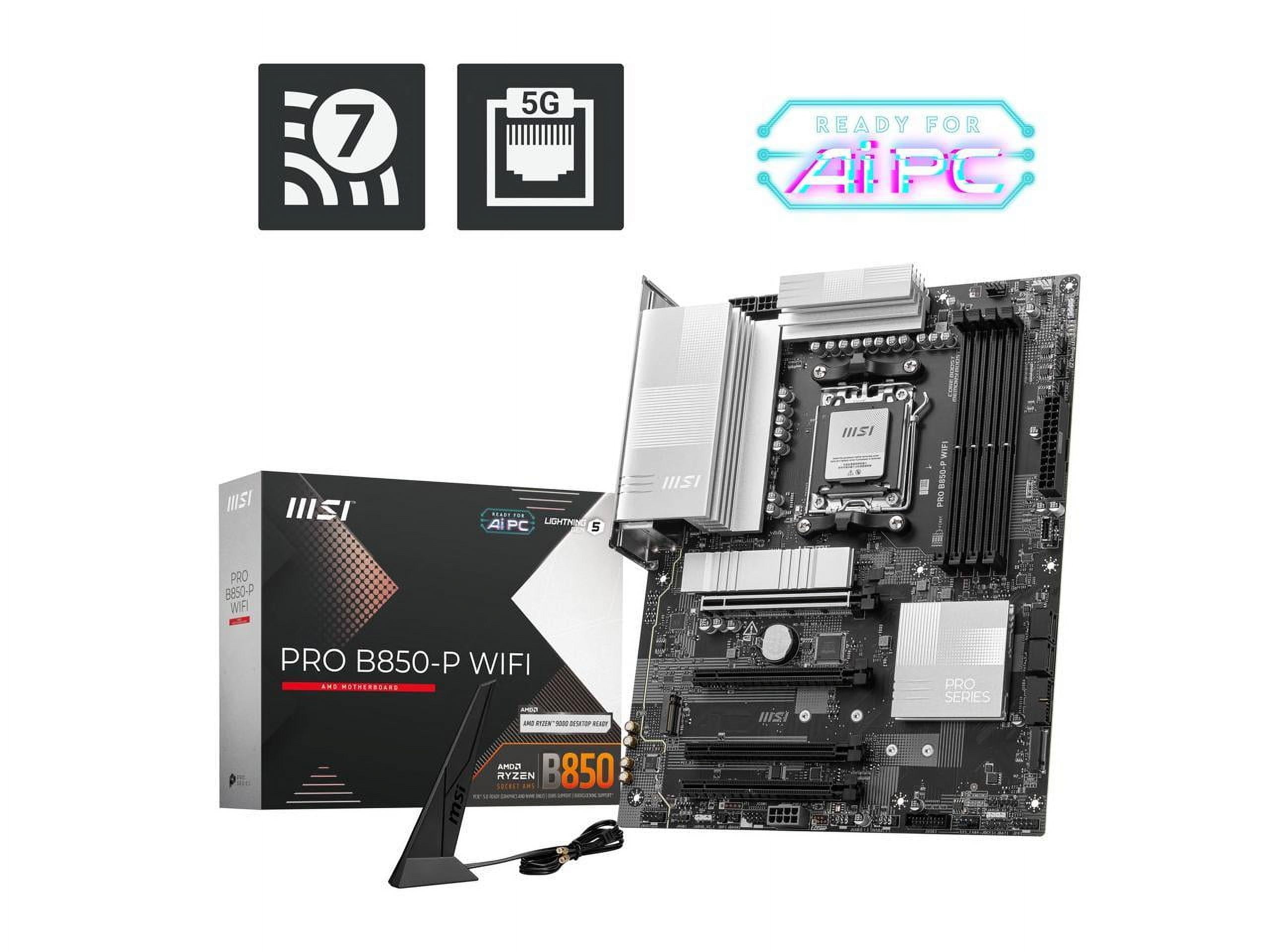 MSI Pro B850-P WIFI Gaming Desktop Motherboard - AMD B850 Chipset - Socket AM5 - ATX (prob850-pwifi)