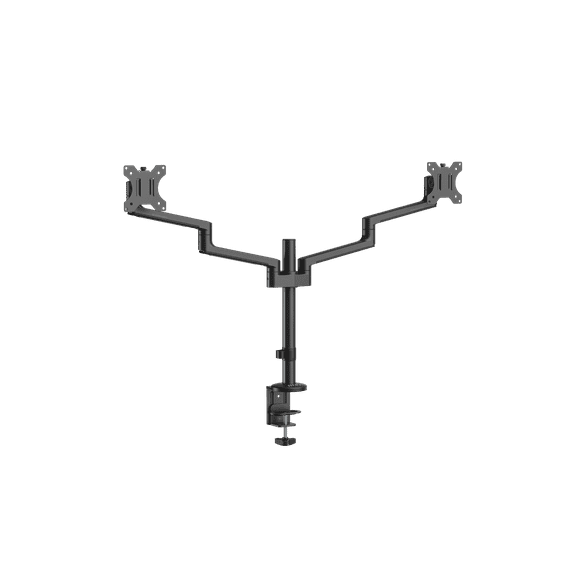 MSI PRO MT81D - Premium Aluminum Dual Monitor Stand Arms, Supports 17-32" & 17.6 lbs per Screen, VESA Compatible, Adjustable Desk Mount, Clamp & Grommet Base, Quick Release Plate - Black