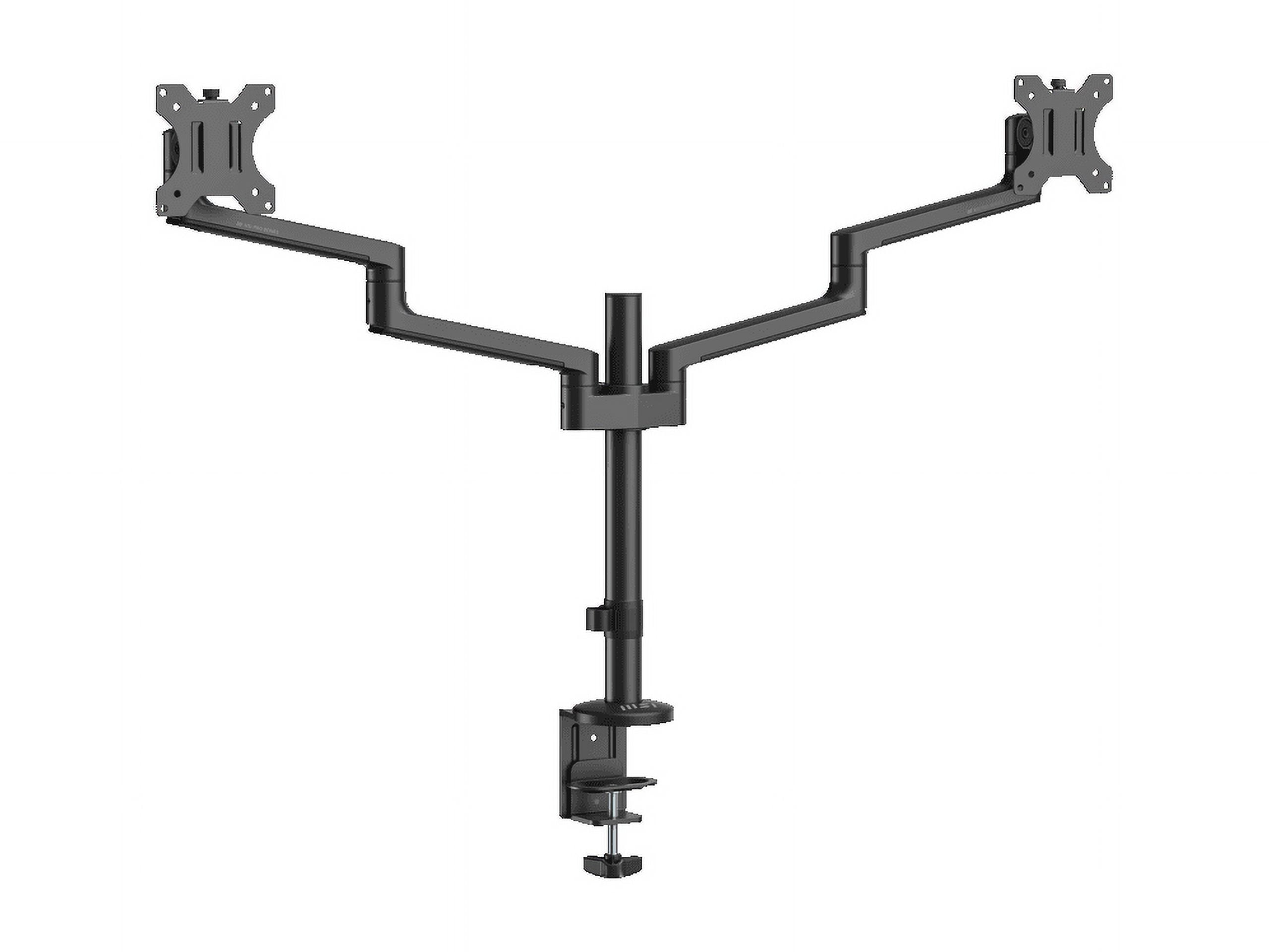 Black Aluminum Dual Monitor Adjustable Desk Mount
