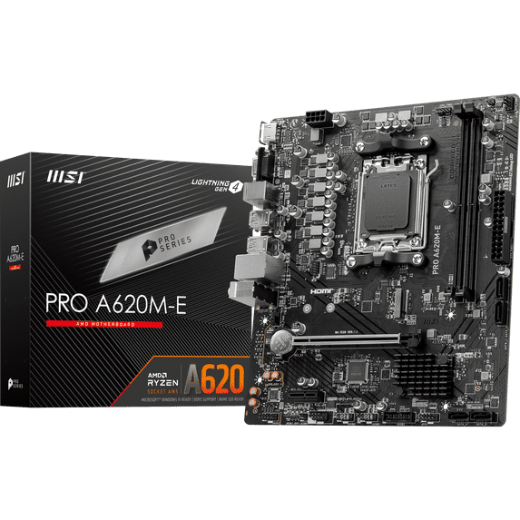 MSI PRO PRO A620M-E AM5 AMD A620 SATA 6Gb/s DDR5 mATX Motherboards AMD Ryzen™ 7000 Series Desktop Processors
