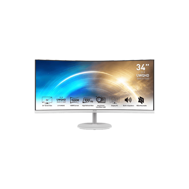 MSI Pro MP341CQ 34 UWQHD 100Hz Curved Business & Productivity Monitor -  MSI-US Official Store