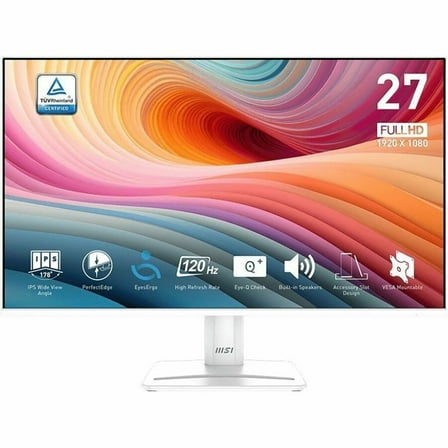 MSI PRO MP275W E2 27" 16:9 Full HD 120Hz IPS LCD HDR Monitor, Matte White