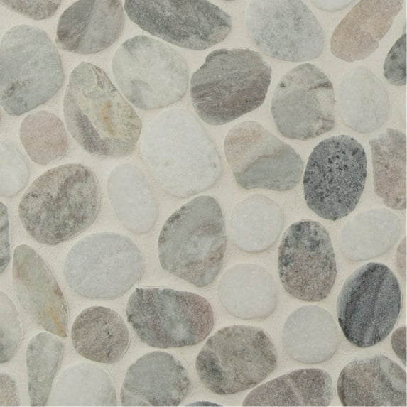 MSI Puebla Greige Pebble 11.42 in. x 11.42 in. x 10mm Polished Marble Mesh-Mounted Mosaic Tile (9.1 sq. ft./case)