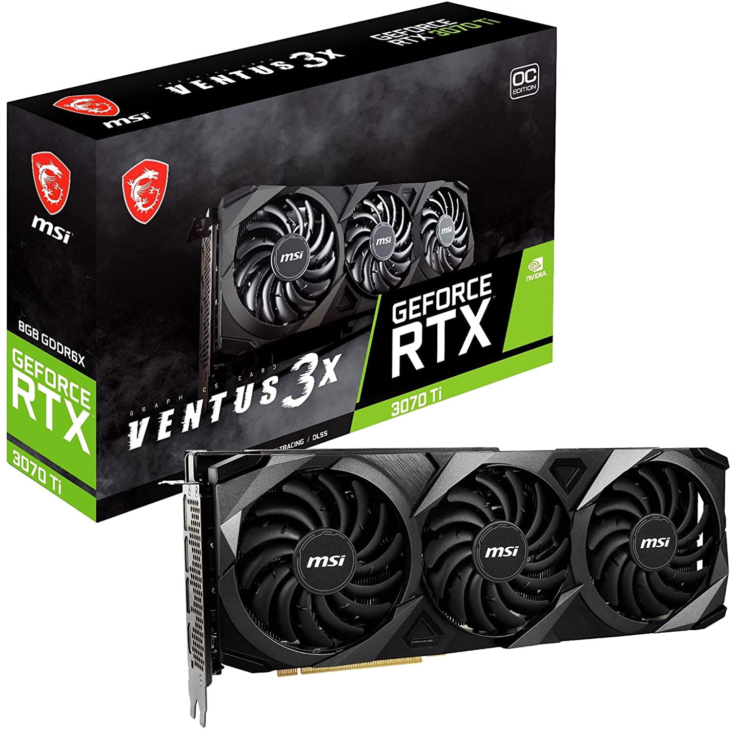 MSI RTX3070TVentus3X8GOC Ventus GeForce RTX 3070 Ti 8GB GDDR6X PCI Express 4.0 x16 Video Card