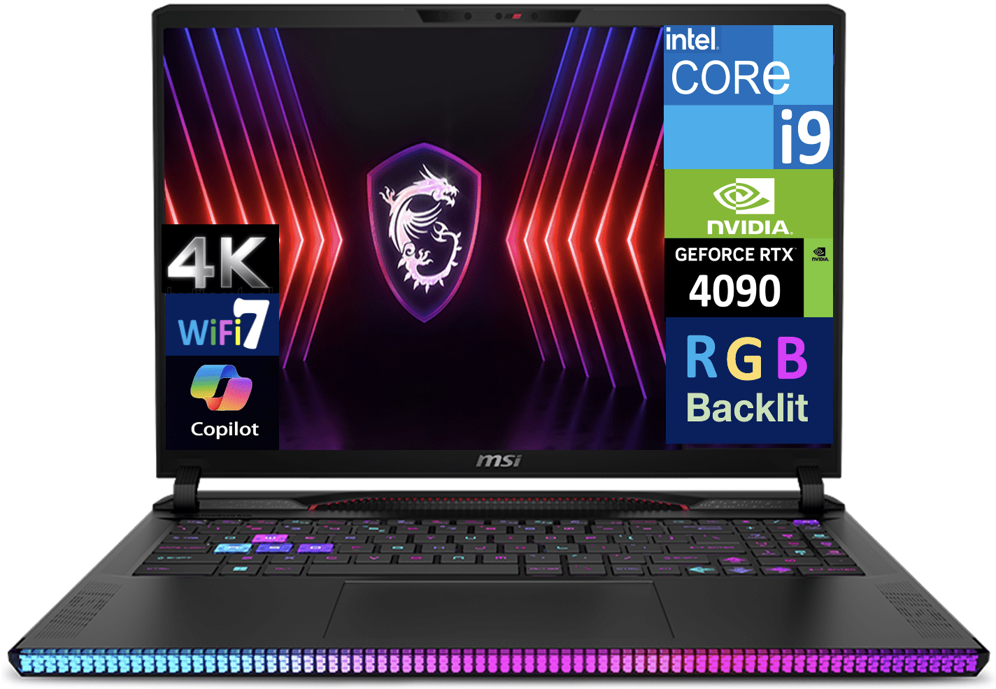 MSI Raider GE68 HX AI Gaming Laptop 16.0in 120Hz IPS 4K Display (Intel i914900HX, NVIDIA GeForce RTX