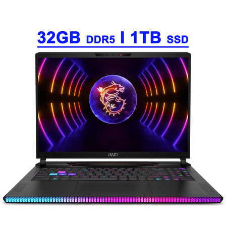 MSI Raider GE68HX Premium Gaming Laptop 16" FHD+ IPS 144Hz Intel 24-core i9-14900HX 32GB DDR5 1TB SSD GeForce RTX 4070 RGB Backlit Thunderbolt4 USB-C Dynaudio FHD IR Privacy Camera Win11 Black