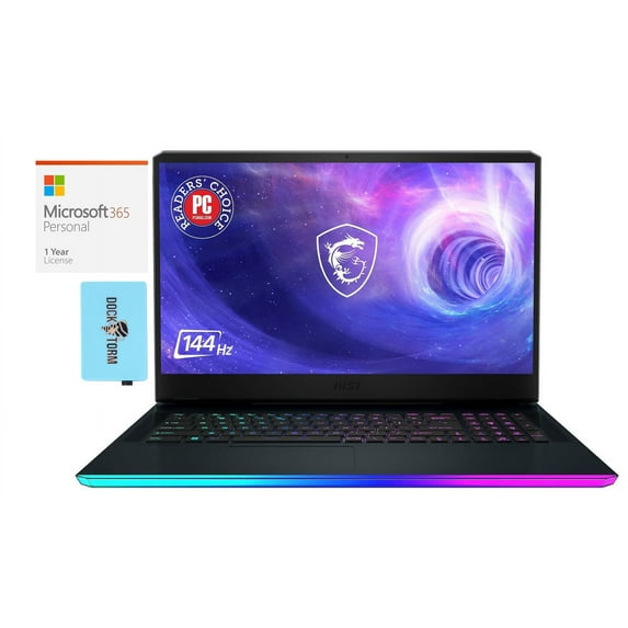 MSI Raider GE76 Gaming Laptop (Intel i7-12700H 14-Core, 17.3in 144 Hz Full HD (1920x1080), NVIDIA GeForce RTX 3060, 64GB DDR5 4800MHz RAM, Win 10 Pro) with Microsoft 365 Personal , Dockztorm Hub