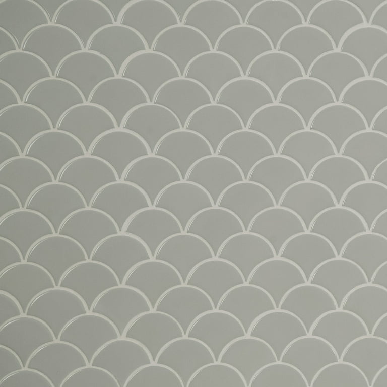 MSI Retro Gray Scallop 13.19 in. x 11.22 in. x 6mm Glossy Porcelain Mesh-Mounted Mosaic Tile (13.65 sq. ft. / case) MSI Retro Gray Scallop 13.19 in. x 11.22 in. x 6mm Glossy Porcelain Mesh-Mounted Mosaic Tile (13.65 sq. ft. / case)