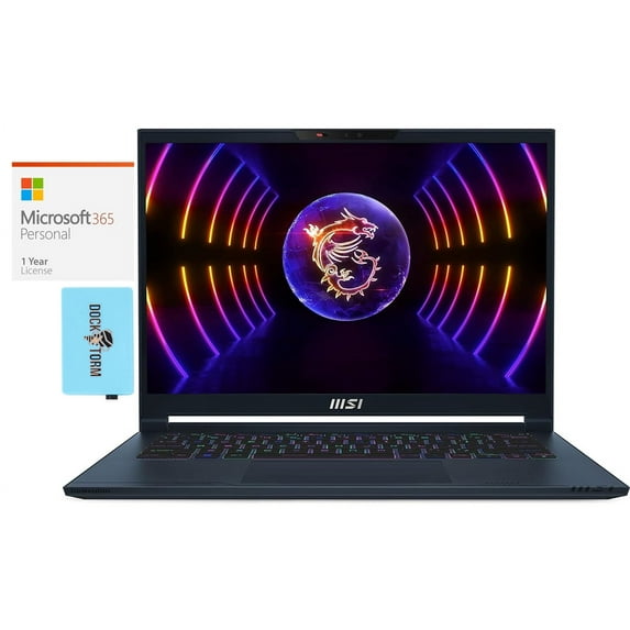 MSI Stealth 14 Studio Gaming/Entertainment Laptop (Intel i7-13620H 10-Core, 14.0in 165 Hz Wide UXGA (1920x1200), GeForce RTX 4060, Win 10 Pro) with Microsoft 365 Personal , Dockztorm Hub