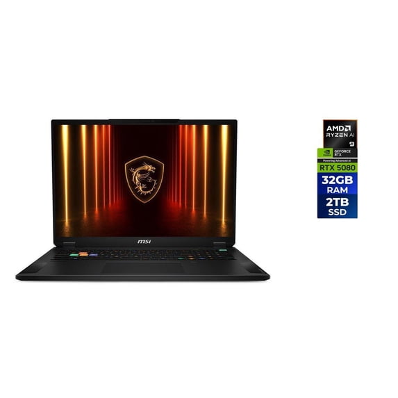MSI - 18.0" UHD+ 240 Hz - AMD Ryzen AI 9 365 - GeForce RTX 5080 Laptop GPU - 32GB DDR5 Memory DDR5 5600 - 2TB NVMe SSD - Windows 11 Pro (Stealth A18 AI+ A3HWIG-028US )
