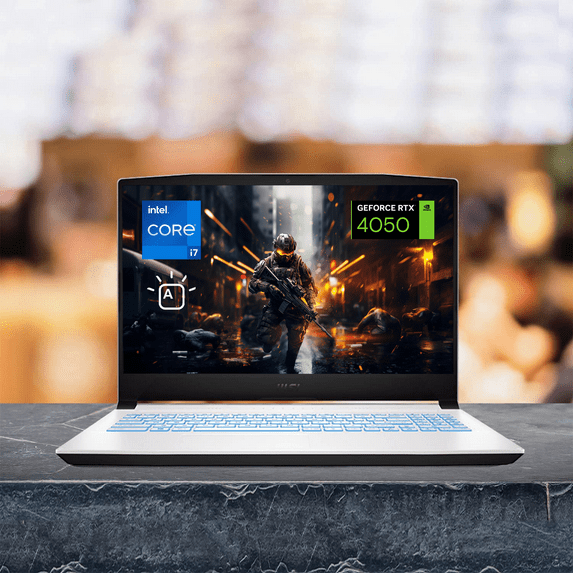 MSI Sword 15 Gaming Laptop PC, 15.6" FHD 144Hz Display, Intel Core i7-12650H, NVIDIA GeForce RTX 4050, 16GB DDR5 RAM, 1TB SSD, Webcam, Backlit KB, HDMI, RJ-45, Wi-Fi 6, Windows 11 Home, White