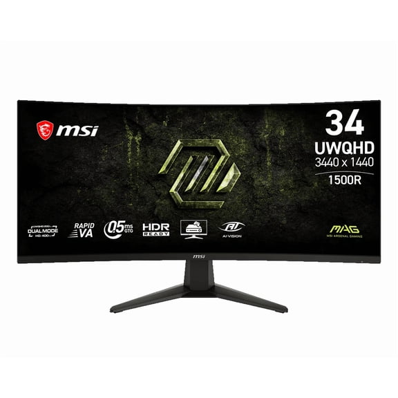 MSI MAG 346CQDF E20 24" UWQHD (3440 x 1440, 200Hz) & HD (1720 x 720, 400Hz) Dual-Mode Curved Gaming Monitor, 1500R, 0.5ms, 300 nits, HDR Ready