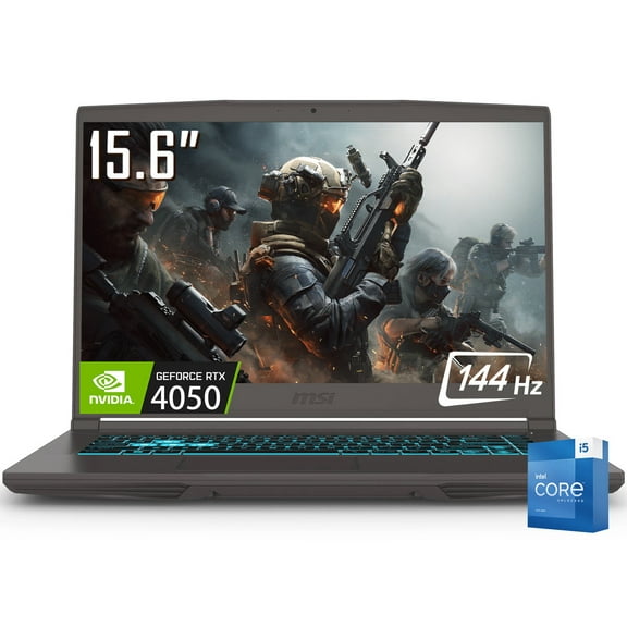 MSI THIN 15 15.6" Gaming Laptop, 1920 x 1080 FHD 144Hz IPS LCD Display, Intel Core i5-13420H, NVIDIA GeForce RTX 4050 6GB GDDR6, WIFI 6E, RGB Backlit KB, Win11 Home(64GB DDR4 | 2TB SSD)