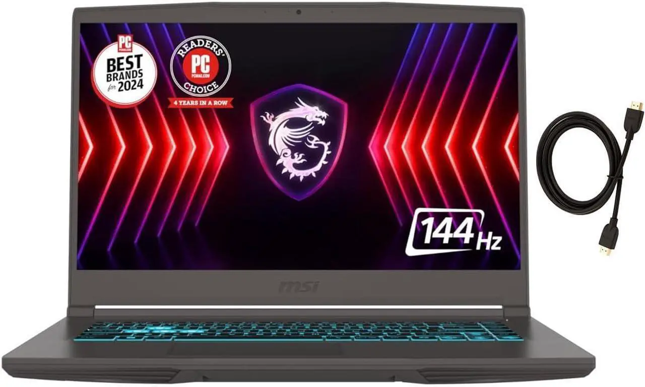 MSI Thin 15.6” 144Hz FHD Gaming Laptop|Intel Core i7-13620H Processor|NVIDIA Geforce RTX 4050|Backlit|Black| 16GB RAM | 512GB SSD |Windows 11 Home |Bundle with HDMI Cable
