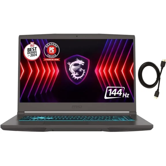 MSI Thin 15.6 144Hz FHD Gaming Laptop|Intel Core i7-13620H Processor|NVIDIA Geforce RTX 4050|Backlit|Black| 16GB RAM | 512GB SSD |Windows 11 Home |Bundle with HDMI Cable