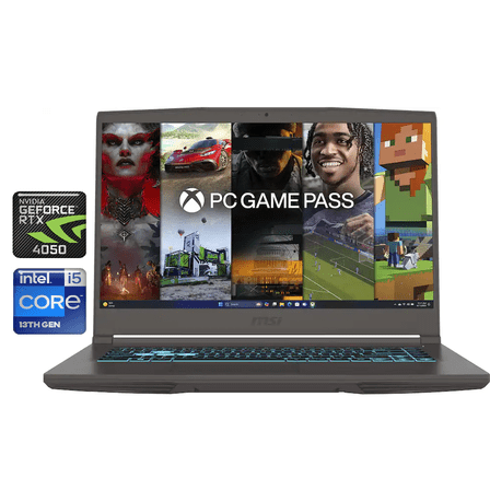 MSI Thin 15.6" FHD 144Hz Gaming Laptop Intel Core i5-13420H (Beat i7-12650H) NVIDIA GeForce RTX 4050 16GB RAM 512GB SSD WiFi 6E Bluetooth 5.3 Backlit KB Webcam HDMI USB-C RJ45 Windows 11 Home Gray