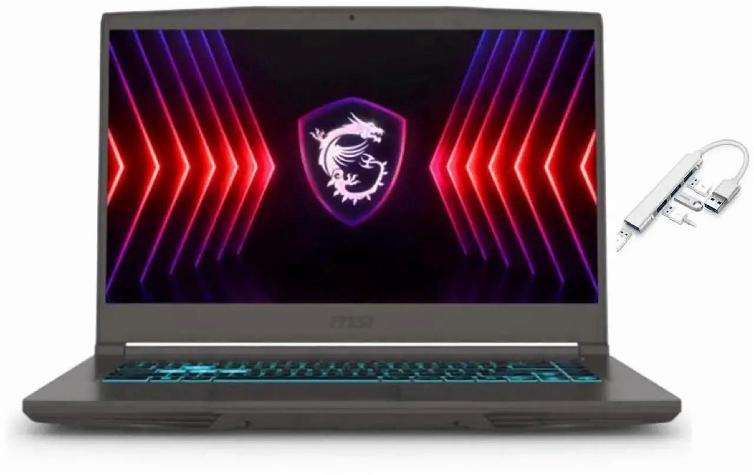 MSI Thin 15.6 inch FHD 144Hz Gaming Laptop|Intel Core i5-13420H|NVIDIA GeForce RTX 4050 6GB|Backlit| 16GB RAM | 512GB SSD |Windows 11 Home |Bundle with USB 3.0 Hub