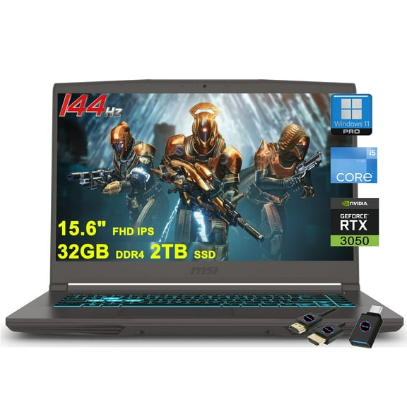 MSI Thin 15 Gaming Laptop | 15.6" FHD IPS 144Hz | Intel 8-core i5-12450H (>i7-11800H) | 32GB DDR4 2TB SSD | GeForce RTX 3050 | Backlit USB-C Win11Pro w/DLCA Accessory