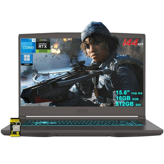 MSI Thin 15 Gaming Laptop 15.6" FHD IPS 144Hz Intel 8-core i5-13420H (Beats i7-11800H) 16GB RAM 512GB SSD GeForce RTX 3050 Backlit USB-C Win11Pro w/ICP Hub