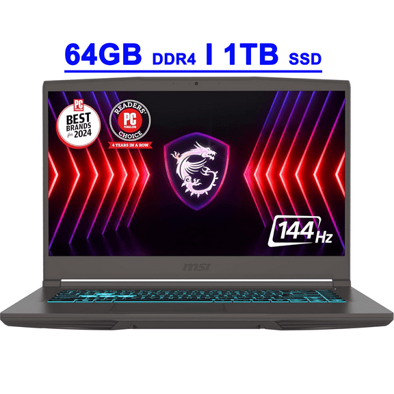 MSI Thin 15 Premium Gaming Laptop 15.6" FHD IPS 144Hz Intel 8-core i5-13420H 64GB DDR4 1TB SSD GeForce RTX 4060 Backlit USB-C