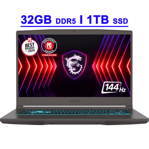 MSI Thin A15 AI Premium Gaming Laptop 15.6" FHD IPS 144Hz AMD Octa-core Ryzen 9 8945HS 32GB DDR5 1TB SSD GeForce RTX 4060 Backlit Backlit Nahimic Win11