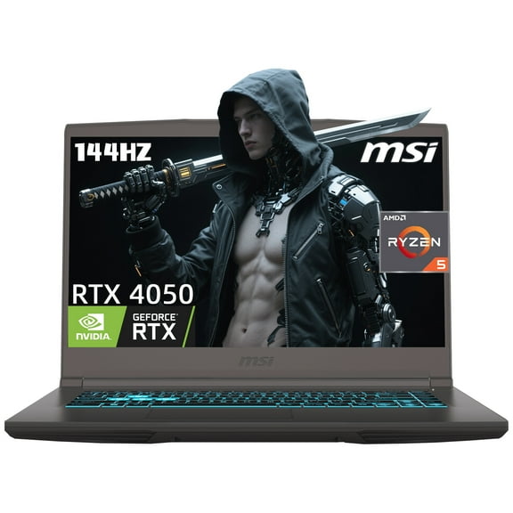 MSI Thin A15 Gaming Laptop, 15.6" FHD 144Hz, NVIDIA GeForce RTX 4050, AMD Ryzen 5 7535HS, 8GB RAM, 512GB SSD, Wi-Fi 6E, Windows 11 Home, Black