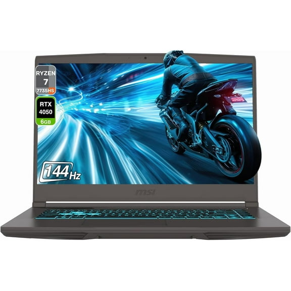 MSI Thin A15 Thin Gaming Laptop, AMD Ryzen 7-7735HS, 16 GB DDR5 RAM, 512 GB PCIe SSD, 15.6" Full HD (1920x1080) Display, Nvidia G-Force RTX 4050, Backlit Keyboard, W11 Home, Cosmos Gray