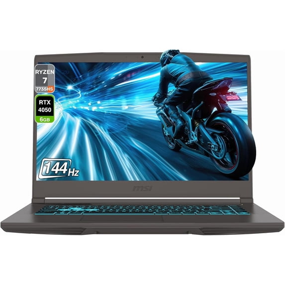 MSI Thin A15 Thin Gaming Laptop, AMD Ryzen 7-7735HS, 64 GB DDR5 RAM, 1 TB PCIe SSD, 15.6" Full HD (1920x1080) Display, Nvidia G-Force RTX 4050, Backlit Keyboard, W11 Pro, Cosmos Gray