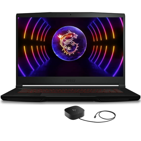 MSI Thin GF63 12U Gaming/Entertainment Laptop (Intel i5-12450H 8-Core, 15.6in 144 Hz Full HD (1920x1080), GeForce RTX 2050, 8GB RAM, Win 11 Home) with G5 Essential Dock