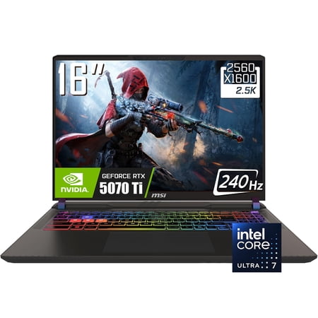 MSI Vector 16 HX AI Gaming Laptop, 16" QHD+ 2560 x 1600 240Hz IPS LCD Display, Intel Core Ultra 7 255HX, NVIDIA RTX 5070 Ti, RGB Backlit KB, WiFi 7, Win11 Home(16GB DDR5 | 512GB SSD)