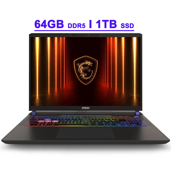 MSI Vector 16 HX AI Premium Gaming Laptop 16" QHD+ IPS 240Hz Intel 24-core Ultra 9 275HX 64GB DDR5 1TB SSD GeForce RTX 5080 (Up to 1334 AI TOPS) RGB Backlit Thunderbolt5 Win11 w/Copilot