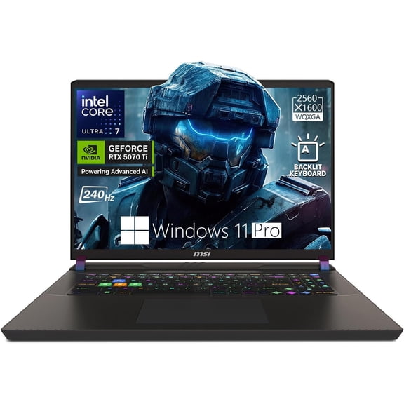 MSI Vector 16" QHD+ 240Hz Gaming Laptop 2026, Intel Core Ultra 7 255HX , NVIDIA GeForce RTX 5070 Ti, 32GB DDR5 1TB SSD, RGB Backlit KB, WiFi 7, Bluetooth 5.4, Copilot Key, Windows 11 Pro