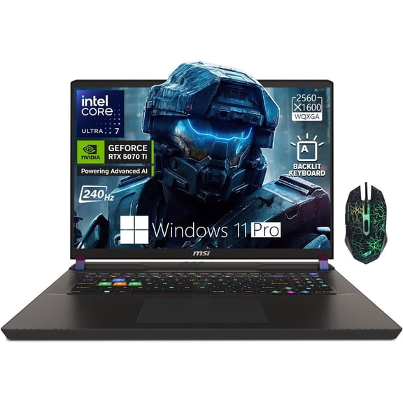 MSI Vector 16" QHD+ 240Hz Gaming Laptop 2026, Intel Core Ultra 7 255HX , NVIDIA GeForce RTX 5070 Ti, 32GB DDR5 2TB SSD, RGB Backlit KB, WiFi 7, Bluetooth 5.4, Copilot Key, Windows 11 Pro