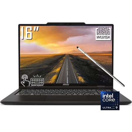 MSI Venture 16 AI Laptop, 16" FHD+ 1920 x 1200 IPS LCD Touchscreen, Intel Core Ultra 9 285H, 720p Webcam, Stylus Pen, Backlit Keyboard, Win 11 Home (16GB DDR5 RAM / 512GB SSD)