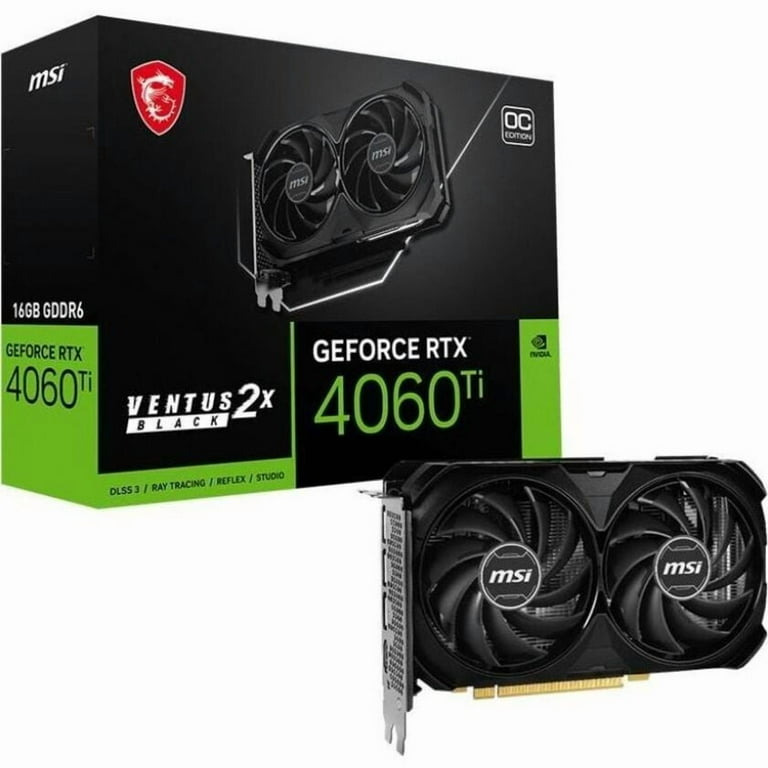 MSI Ventus GeForce RTX 4060 Ti Gaming Graphics GPU, 16GB GDDR6