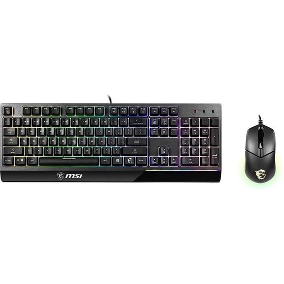 MSI Vigor GK30 Gaming Keyboard & GM11 Gaming Mouse Combo - Mechanical Membrane Switches, 6-Zone RGB, Water Repellent & Splash-Proof, 5000 DPI - Black