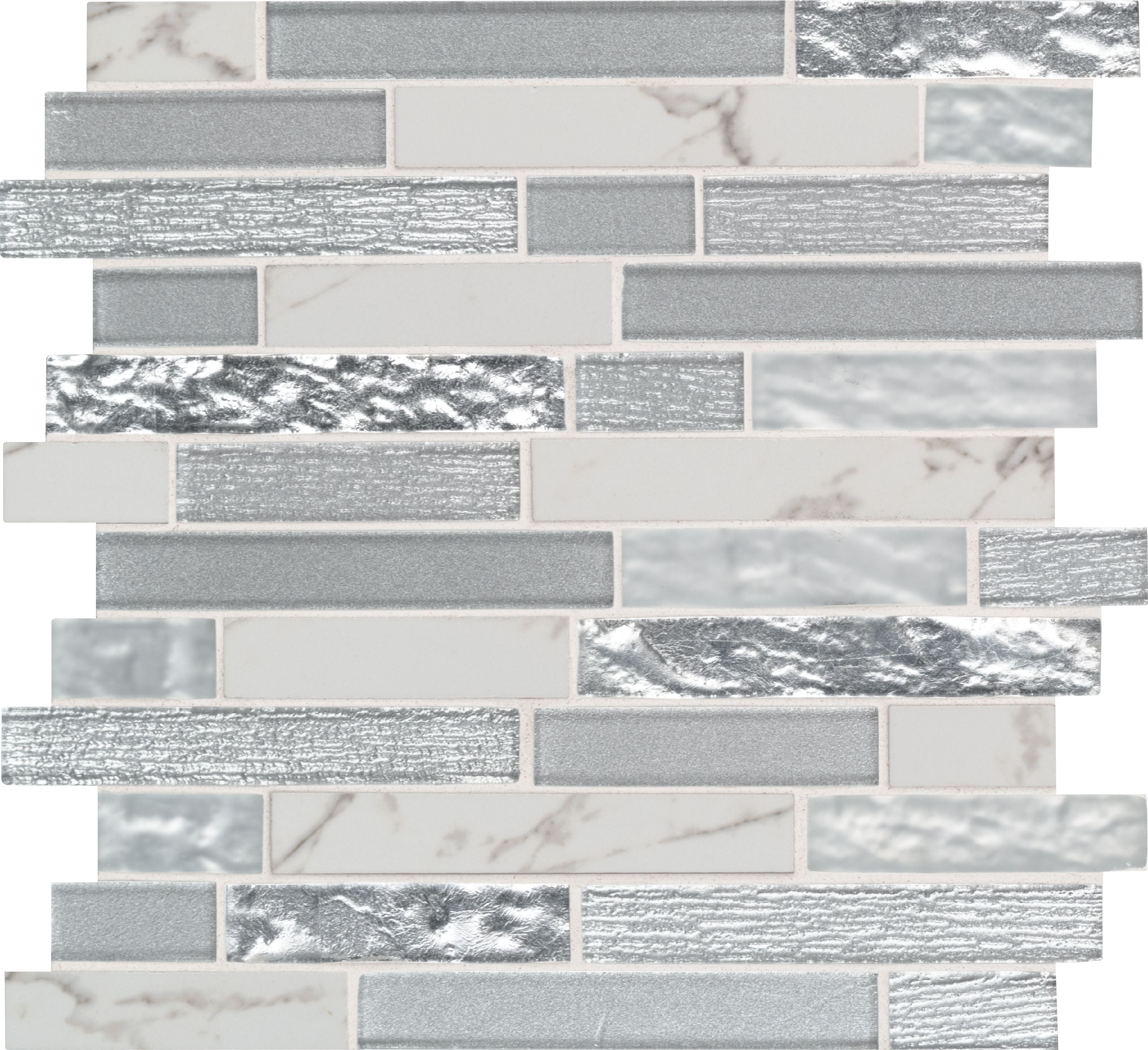 Ice Interlocking 12 in. x 12 in. x 8 mm Glass Mesh-Mounted Mosaic Tile (10 sq. ft./case) Ice Interlocking 12 in. x 12 in. x 8 mm Glass Mesh-Mounted Mosaic Tile (10 sq. ft./case)