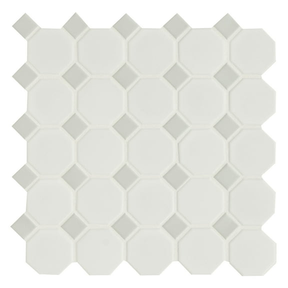 MSI White And Gray Octagon Sample Porcelain Matte Mosaic Tile