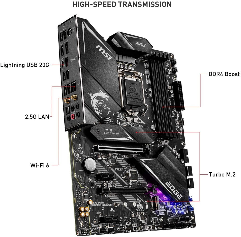 MSI Z490CARWIFI MPG Z490 Gaming Edge WiFi ATX Gaming Motherboard