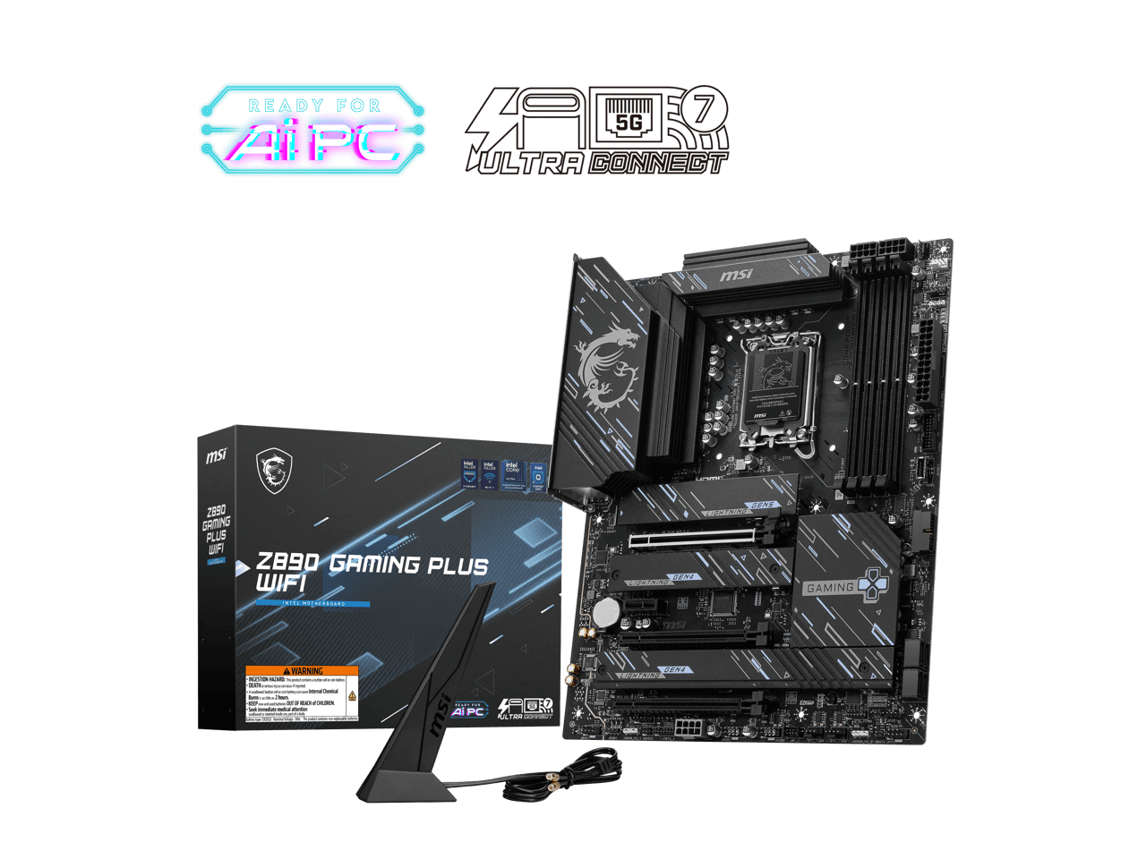 MSI Z890 GAMING PLUS WIFI LGA 1851 Intel Z890 SATA 6Gb/s ATX Motherboard