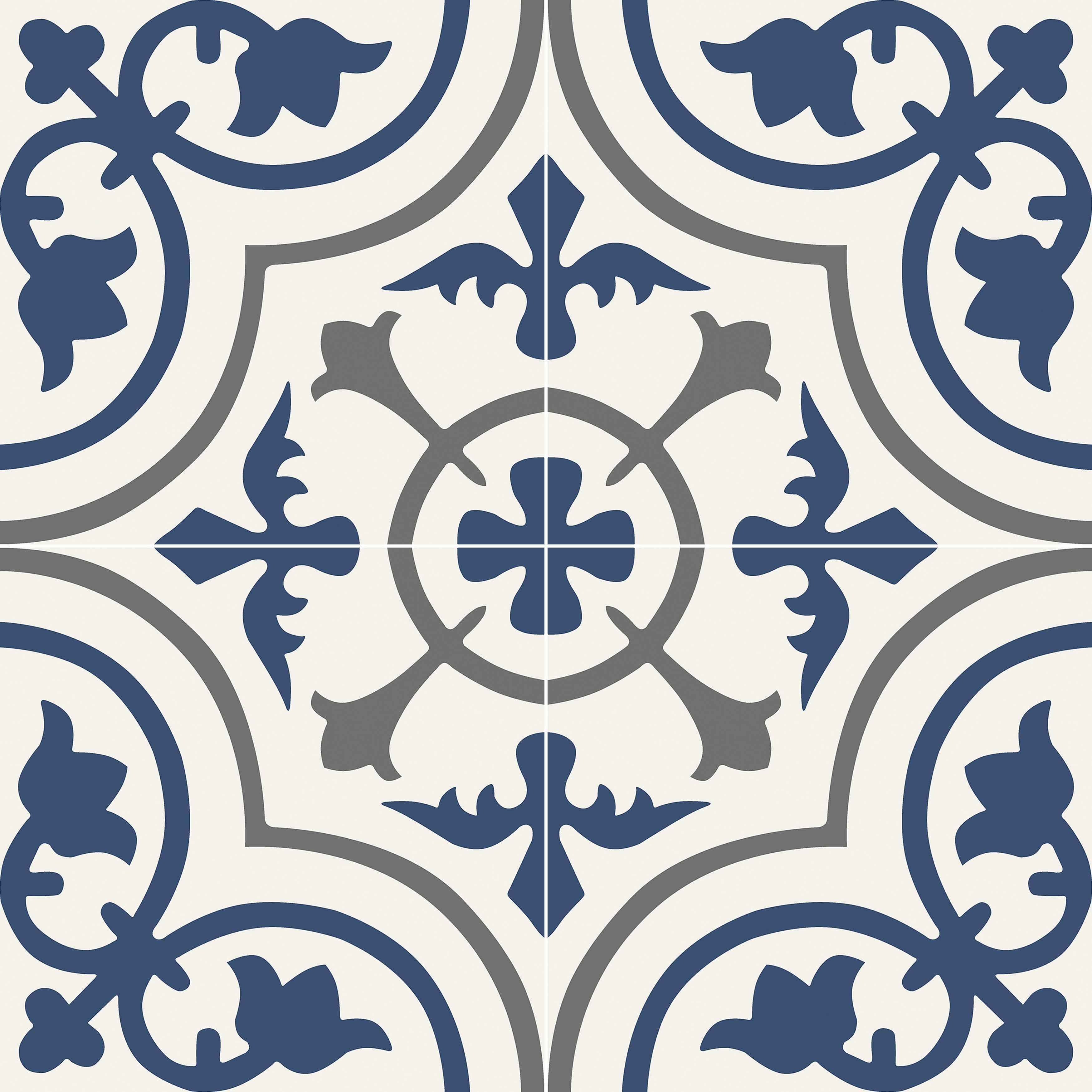 Zanzibar Blue and White Matte Porcelain Floor and Wall Tile