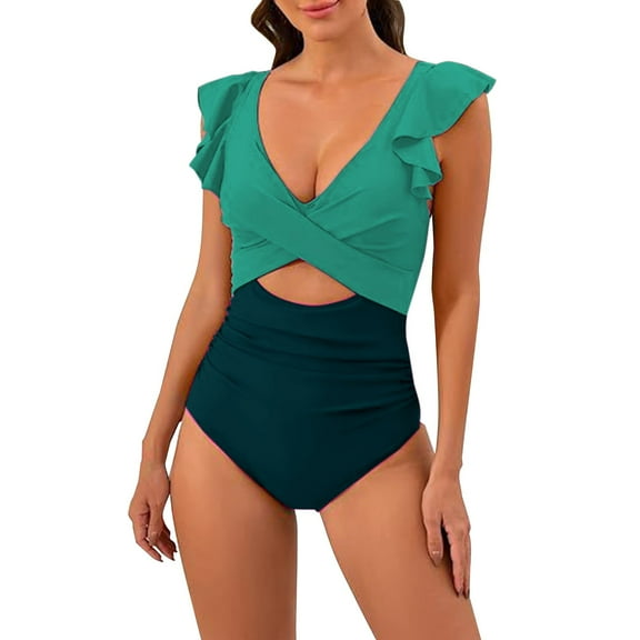 MSJUHEG 1 Piece Swimsuit,Push Up Swimwear,Monokini,High Cut Backless,Shapewear Swimsuits for Women,Womens One Piece Swimsuits,Push Up Bathing Suits for Women Mint Green L