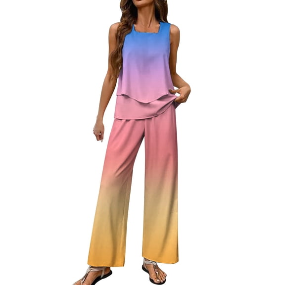 MSJUHEG 2 Piece Outfits 2025 Travel Outfits for Women 2 Piece Sets Summer Pants Sets Women 2 Piece Outfits Matching Sets for Women Summer Sets Women 2 Piece Outfits Yellow XL
