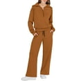 thumbnail image 1 of MSJUHEG 2 piece outfits for women,casual outfits for women,two piece sets for women,Two Piece Outfits Set Wide Leg Sweatpant Set Tracksuit,2 piece sets for women fall,workout sets for women Coffee 2XL, 1 of 6