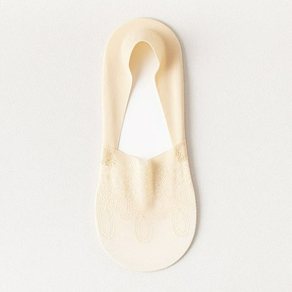 MSJUHEG Ankle Socks,Compression Socks,Toe Socks,No Show Socks Womens,Socks for Women,Womens Leisure Solid Color Breathable Thin Anti Slip Lace Shallow Mesh Beige 1 One Size