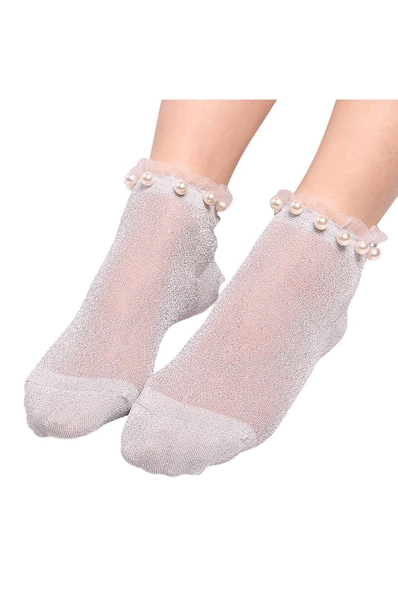 Ankle Socks Thin Crew Socks Women Women Short Socks Women's Boat Socks Silk Socks Low Cut Socks Men Ladies Socks Running Socks Lacy Socks Sheer Socks No Show Socks Silver One Size