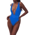 thumbnail image 1 of MSJUHEG Bandeau Bathing Suits,Ruched Push Up Bathing Suit,Ruched Monokinis,Full Coverage Slimming Swimwear,Tummy Control Bathing Suits,V Neck,Hollow Monokini Swimwear Blue L, 1 of 8